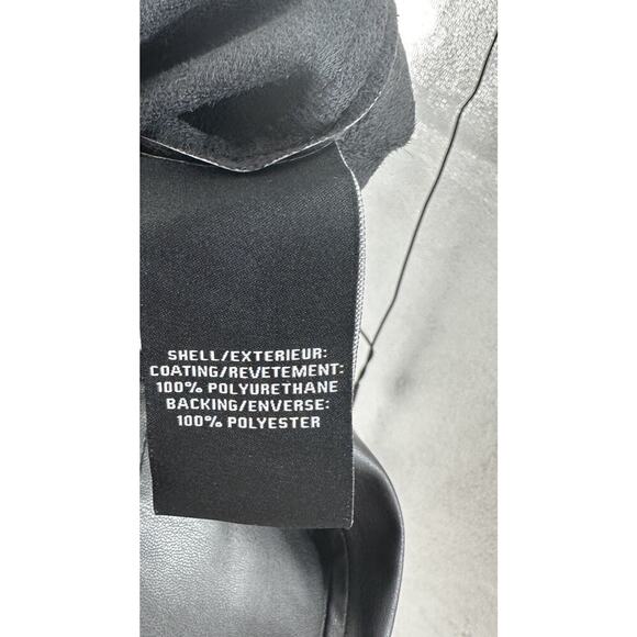 7 For All Mankind Black Faux Leather Puff Sleeve Smocked Mini Dress Sz M NWT - Picture 7 of 7